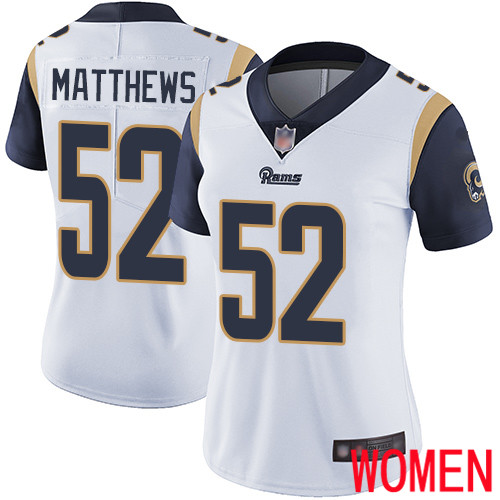 Los Angeles Rams Limited White Women Clay Matthews Road Jersey NFL Football #52 Vapor Untouchable